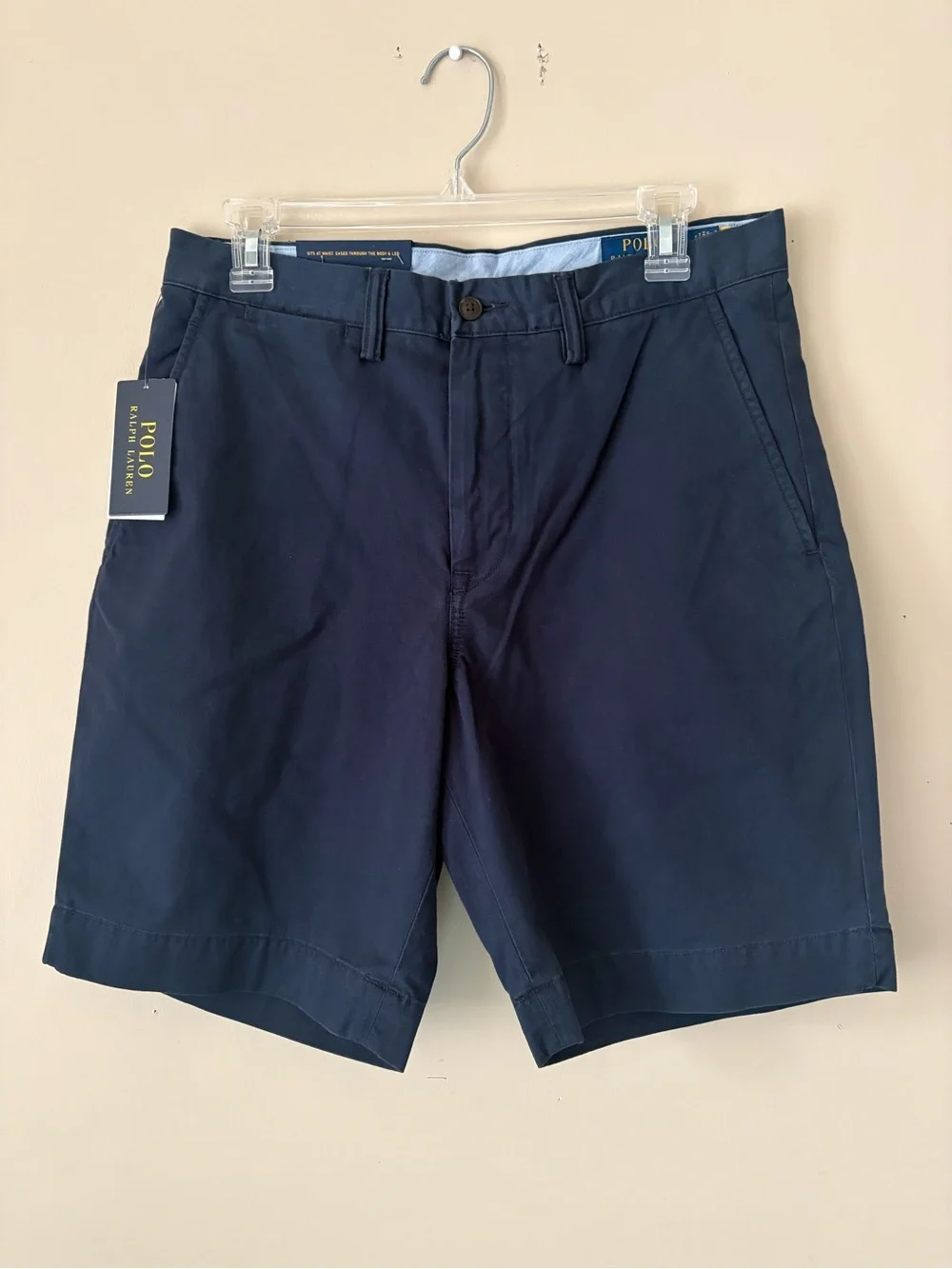 Polo by Ralph Lauren Men's Navy Flat-Front Chino Shorts Sz.30 New